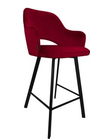 Hoker Milano krzesło barowe tkanina Welur podstawa metalowa : Kolor nogi - Czarna profil, Kolor tkaniny - VELVET - MG31, Typ siedziska - Siedzisko stałe