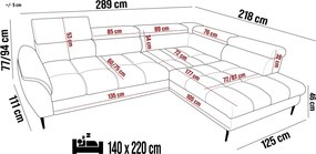 Narożnik TEMPO Prawostronny w układzie L z funkcją spania i pojemnikiem WERSAL