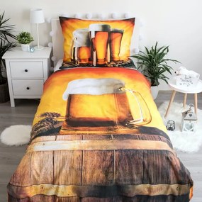 Bawełniana pościel jednoosobowa w bursztynowym kolorze 140x200 cm Beer – Jerry Fabrics