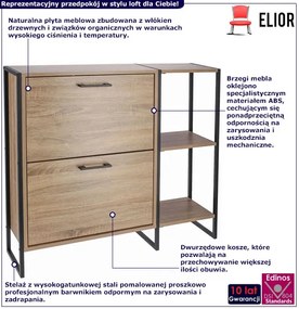 Loftowa dwukomorowa szafka na buty z otwartymi półkami - Tamil 8X