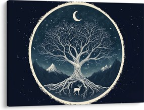 Obraz – Magiczne drzewo z jeleniem II. (70x50 cm)