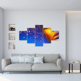 Obraz - Body art, złoto - niebieska kombinacja (125x70 cm)