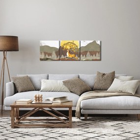 Obraz jelenia (z zegarem) (90x30 cm)
