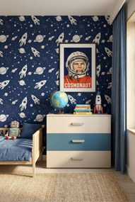 Komoda z szufladami do pokoju chłopca kaszmir + niebieski F2-H13