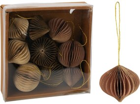 Zestaw 9 szt. ozdób świątecznych Ornaments, beżowo-brązowy, 6 cm, honeycomb