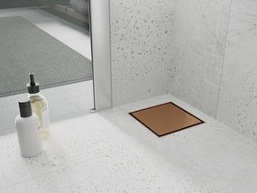 Mexen Flat-Q M13 wpust podłogowy kwadratowy 12 x 12 cm, miedź szczotkowana - 1C10012