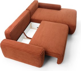 Masseno Narożnik OSSO z funkcją spania i pojemnikiem na pościel Narozniki L, Rozkładana sofa - Ceglasty, AMBIENCE 09