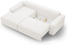 Biały rozkładany narożnik z materiału bouclé (lewostronny) Jodie – Micadoni Home