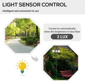 Outsunny Latarnia Ogrodowa Solarna z LED 120 Lumenów Stal Nierdzewna Wodoodporna IP44 Elegancka Czarna 1825cm | Aosom PL