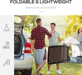 Outsunny Leżak składany z poduszką na szyję, rama stalowa, pokrycie z siatki, obciążenie do 120 kg, kolor brązowy