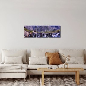 Obraz wodospadów (z zegarem) (90x30 cm)