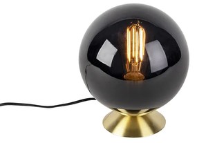Lampa stołowa w stylu art deco mosiądz z czarnym szkłem - Pallon ArtDeco Oswietlenie wewnetrzne