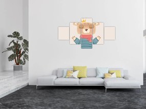 Obraz - Beżowy miś z koroną (125x70 cm)