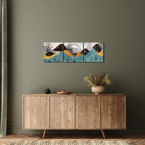 Obraz graficzny z jeleniem (z zegarem) (90x30 cm)