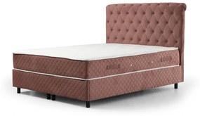 Różowe łóżko boxspring ze schowkiem 140x200 cm Sonata – Kalune Design