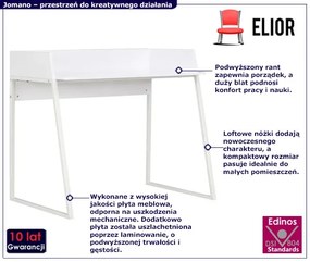 Białe metalowe biurko z podwyższonym rantem Brefix 7X