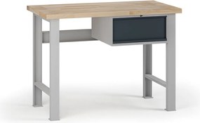 Stół warsztatowy G7, blat bukowy, 1200 x 685 x 840 mm, 1x kontener, 1x szuflada, grafitowy