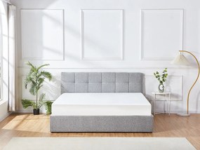 Łóżko ze skrzynią  180 x 200 cm - Tkanina z bukli  - Szary + Materac - MAZIRI