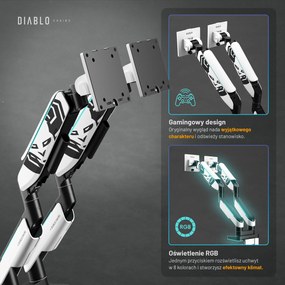 Podwójny uchwyt na monitory 49 cali, biało-czarny X-Arm Dual RGB