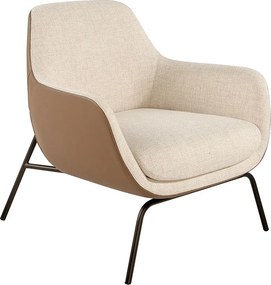 Kremowy fotel z tkaniny i brązowej ekoskóry 5099 ANGEL CERDA