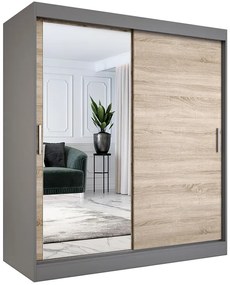 Szafa przesuwna antracyt + dąb sonoma 180 cm - Seko 5X