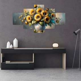 Obraz – Wazon ze słonecznikami (125x70 cm)