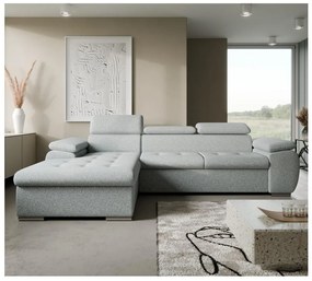 Rozkładany narożnik w układzie L z pojemnikiem PADUA szary lewy