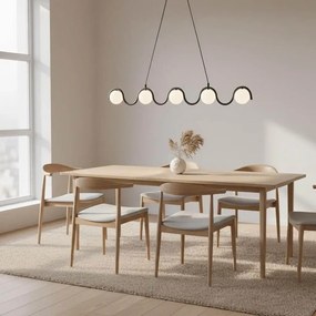 Długa lampa wisząca nad stół w kuchni i jadalni, kolor czarny, Sinus 5 Black