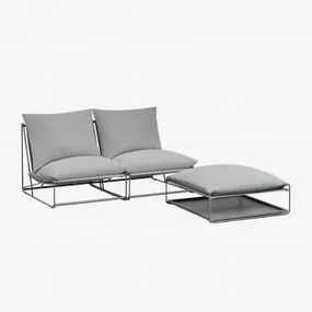 Modułowa Sofa Ogrodowa 2-częściowa Z Pufem Rozkładanym Amaro Grey - Sklum