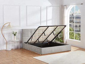 Łóżko ze skrzynią 180 x 200 cm - Tkanina - Szary - HOPEYA Pascala Morabito
