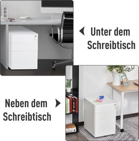 Vinsetto kontener na kółkach szafka na dokumenty z 3 szufladami pojemnik biurowy stal czarny