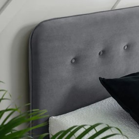 Łóżko Tapicerowane 90x200 cm ze Stelażem Jednoosobowe DENNIS Welurowe Ciemnoszare