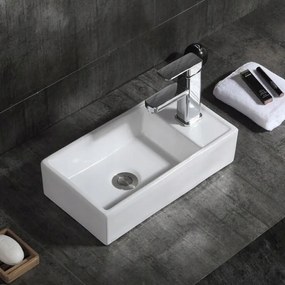 Umywalka nablatowa prostokątna ceramiczna biała stawiana na blat 40x22 cm