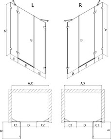 Mexen Lunar drzwi prysznicowe uchylne lewe 160 cm, transparent, chrom - 834S-160-050-01-00-L