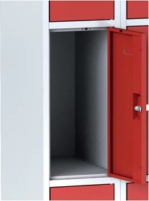 Szafka skrytkowa S6, 3 schowki, 1800 x 300 x 500 mm, zamek obrotowy, drzwi pomarańczowe