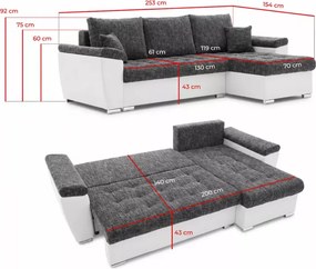 Nowoczesny narożnik Joris z funkcją spania i pojemnikiem – elegancki mebel do salonu