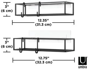 Czarne samoprzylepne stalowe półki łazienkowe 2 szt. Cubiko – Umbra