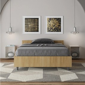 Łóżko wyposażone w stelaż z listwami 120x190 dąb naturalny Nuamo