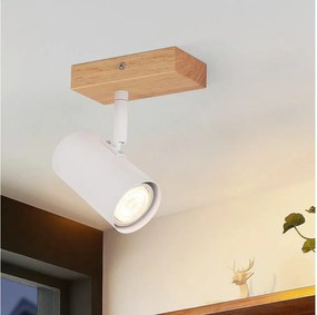 NETTLIFE Reflektor sufitowy 1 żarówka Lampa do przedpokoju Drewniana lampa sufitowa Korytarz Biała Nowoczesna metalowa lampa sufitowa GU10 350° do