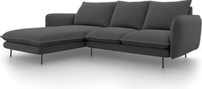 Ciemnoszara sofa narożna Cosmopolitan Design Vienna, lewostronna