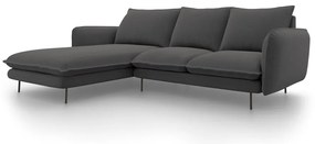 Ciemnoszara sofa narożna Cosmopolitan Design Vienna, lewostronna