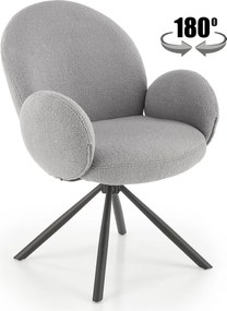 Obrotowy fotel jadalniany K498 z tkaniny bouclé