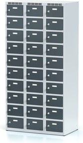 Alfa 3 Szafka skrytkowa S6, 30 schowków, 1800 x 900 x 500 mm, zamek cylindryczny, drzwi ciemnoszare