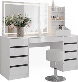 Stół do toalety biały/biały wysoki połysk 158.2x50.1x76 sherry