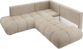 Masseno Narożnik DUCA z funkcją spania i pojemnikiem na pościel Narozniki L, Rozkładana sofa - Beżowy, FLOW 02