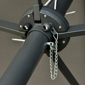 Outsunny Duży Podwójny Parasol z Oświetleniem LED Owalny Ciemnoszary ze Stalową Ramą 440x260cm | Aosom PL