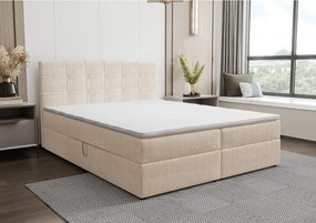 BEDANTE Łóżko kontynentalne KIDA 160x200 Curio 09 Ecru Łóżko małżeńskie Łóżko hotelowe Sypialnia Materac Topper Schowek