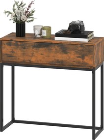 HOMCOM Stolik konsolowy z szufladą, design industrialny, przedpokój salon, 80x30x76 cm, czarny