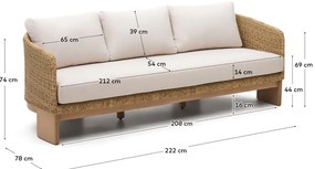 Beżowo-naturalny sofa ogrodowa z imitacji rattanu Xoriguer – Kave Home