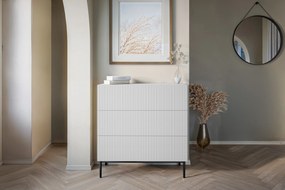 Komoda z szufladami Nicole 100 cm - biały mat / czarne nóżki